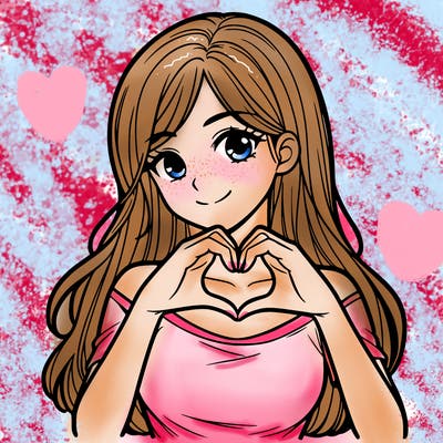 a pretty girl making a heart with her fingers