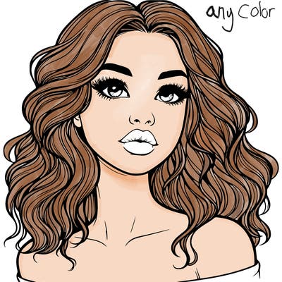 realistic girl with wavy hair and lips