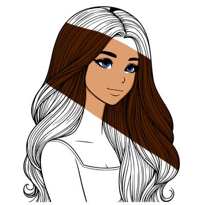 realistic girl with long hair