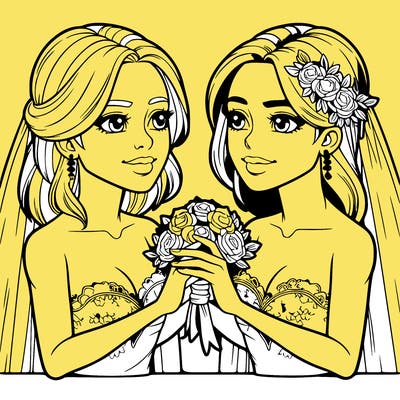 two realistic  women marrying each other