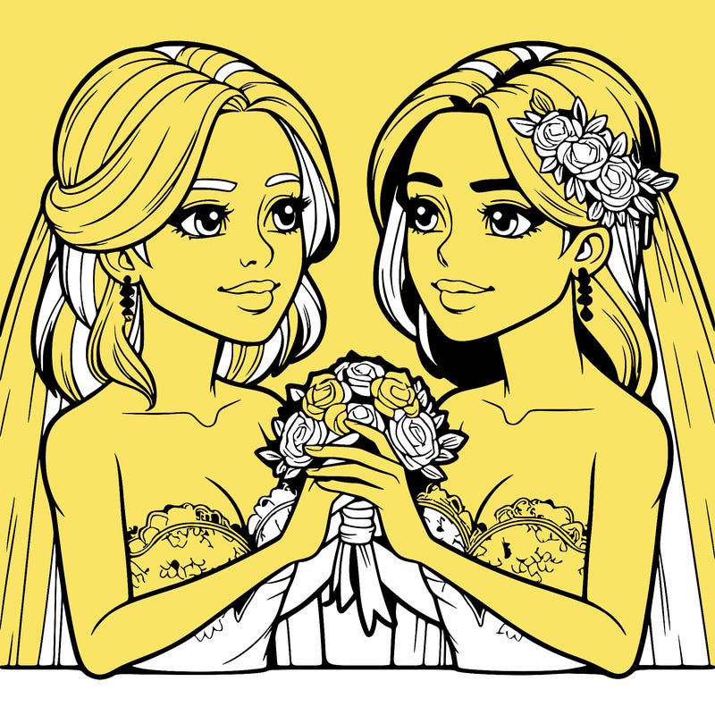 two realistic  women marrying each other