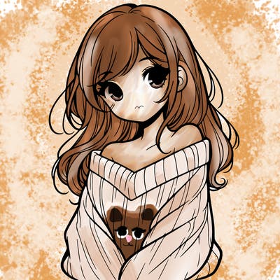 shy pretty girl wearing a sweater that is falling off one shoulder portrait