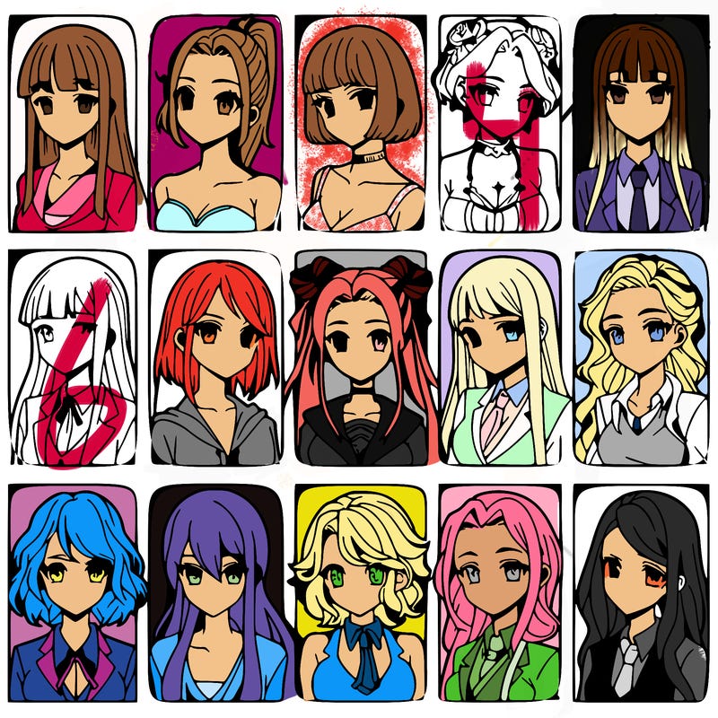 girls that look diffrent anime