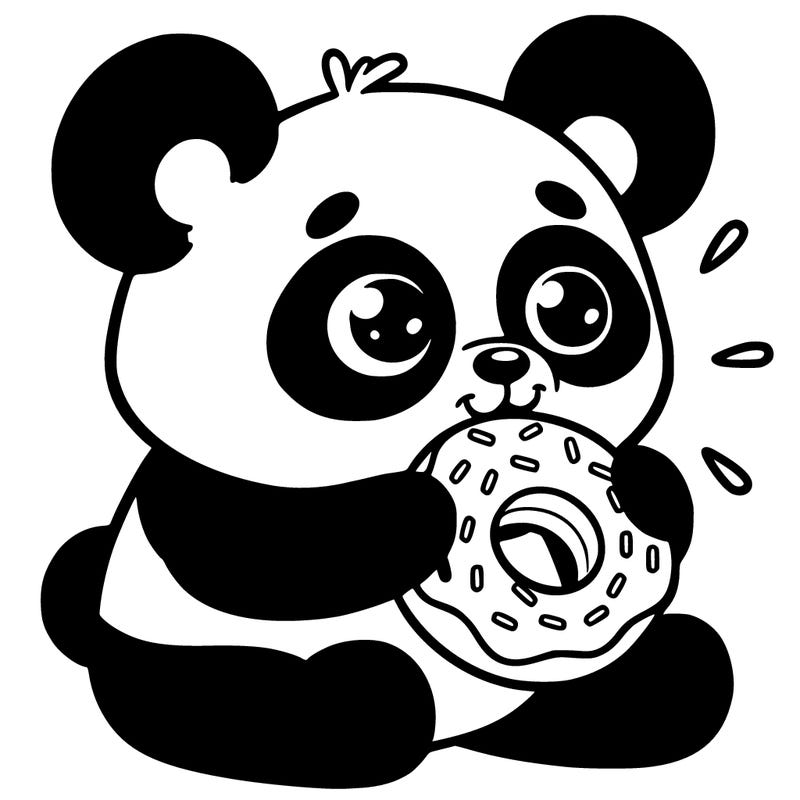 a panda eating a donut