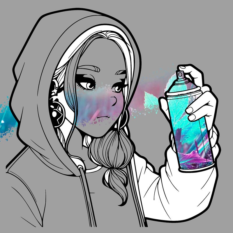 a realistic girl, spray painting