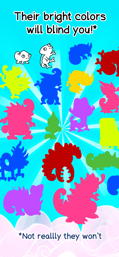 Chameleon Evolution - A collection of brightly colored chameleon evolution silhouettes