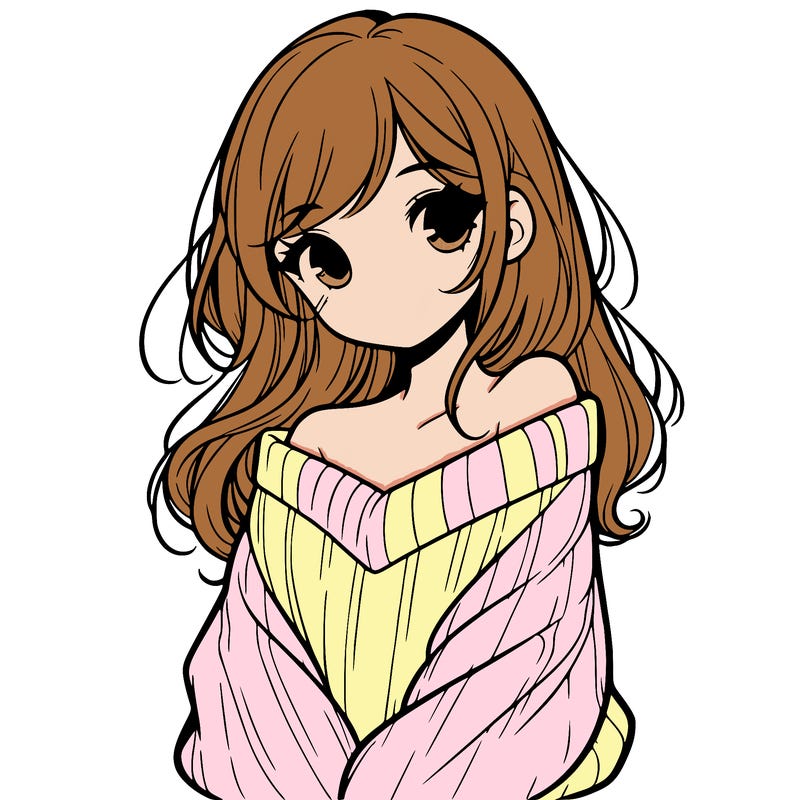 shy pretty girl wearing a sweater that is falling off one shoulder portrait