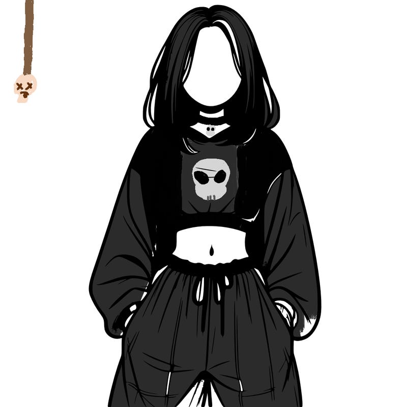 realistic girl faceless with baggy pants and a crop top