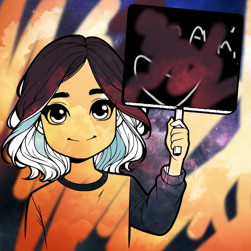 realistic girl holding up a sign