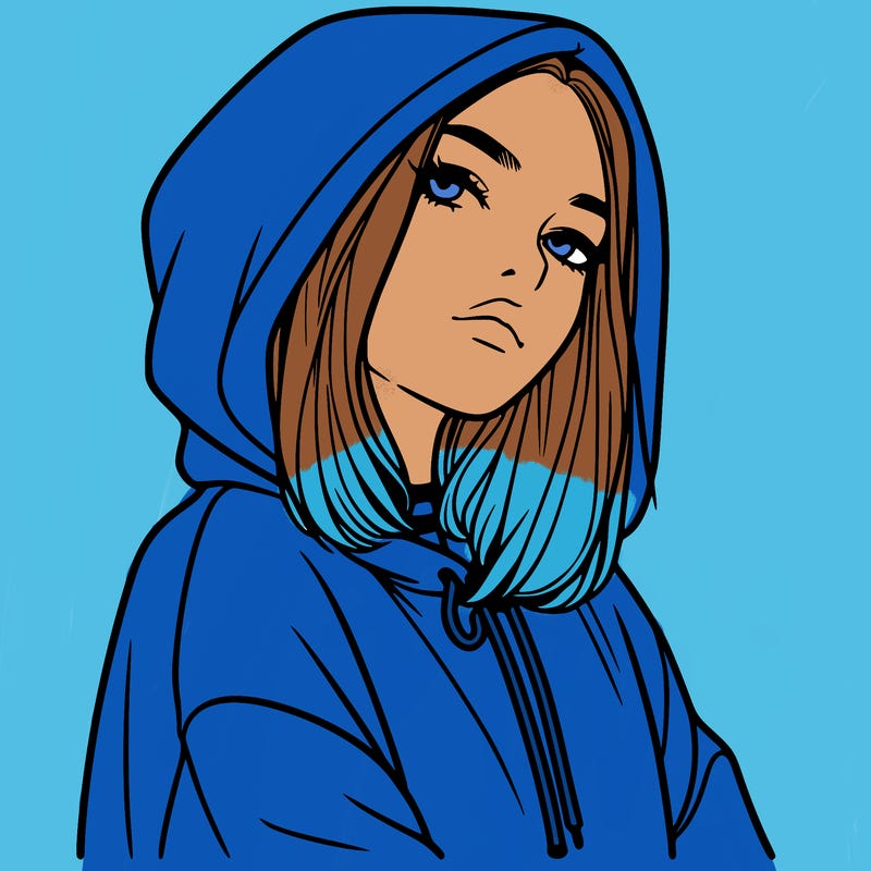 a realistic girl in a hoodie