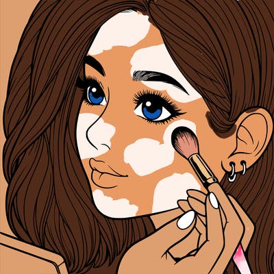 a realistic girl doing her makeup