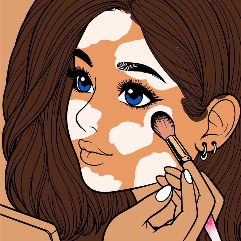 a realistic girl doing her makeup