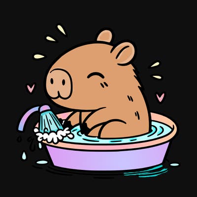 capybara taking a bath