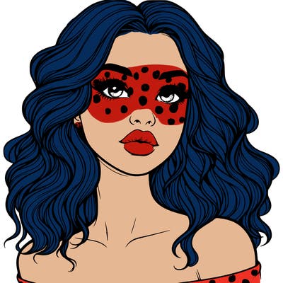 realistic girl with wavy hair and lips