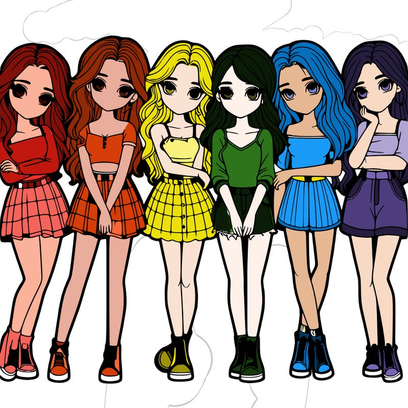 a group of girls realistic