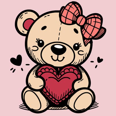 teddy bear hugging a heart
