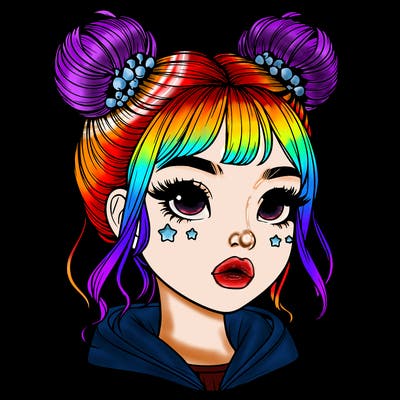 realistic girl with space buns