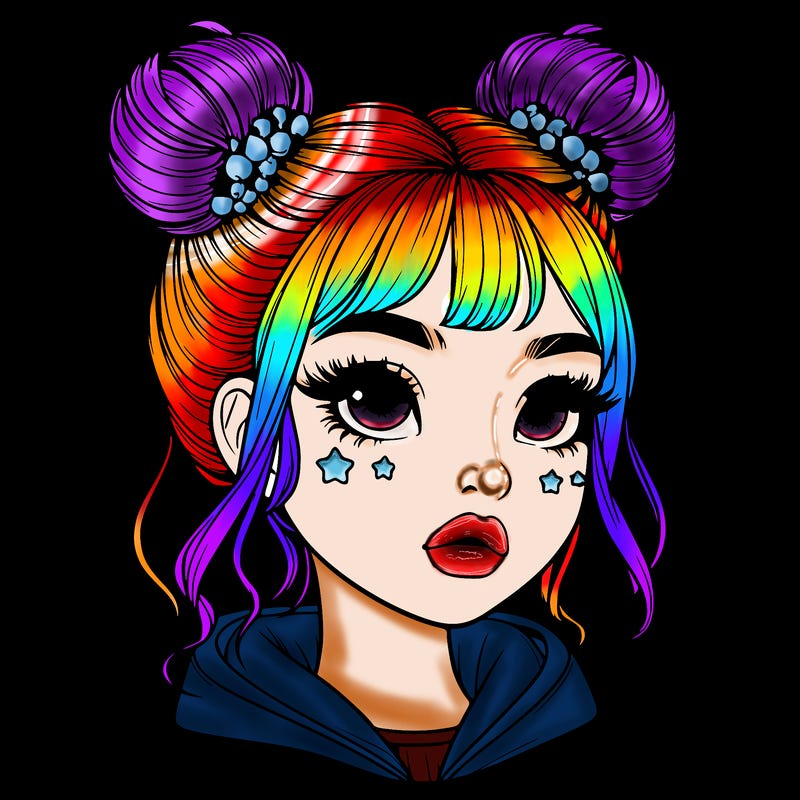 realistic girl with space buns