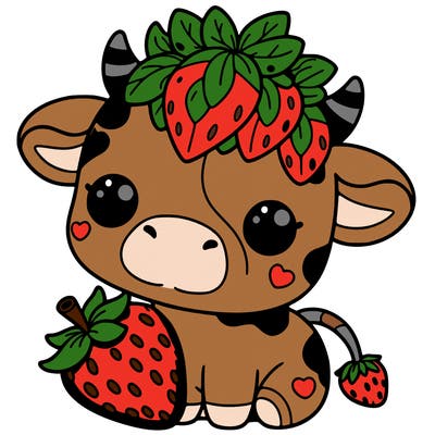 cute strawberry cow