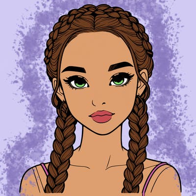 realistic girl with braids