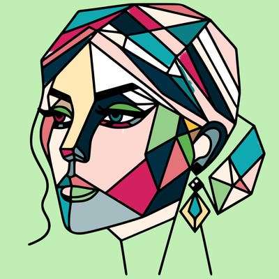 geometric art illustration of a woman's face