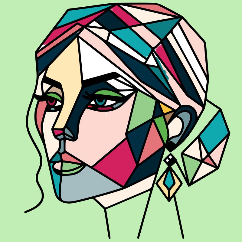 geometric art illustration of a woman's face