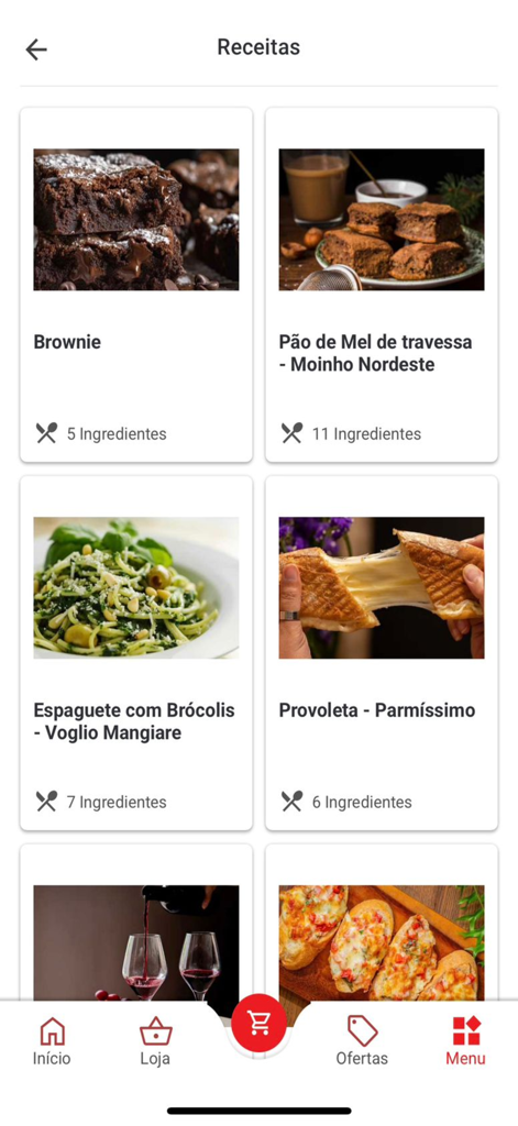 Stok Online - Stok Online app screen displaying a grid of recipe cards with titles and ingredient counts