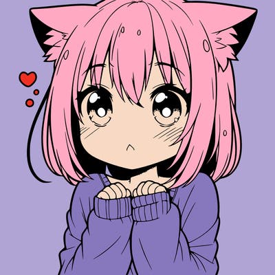 shy anime catgirl