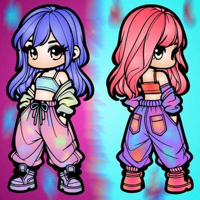 girl in crop top and baggy pants