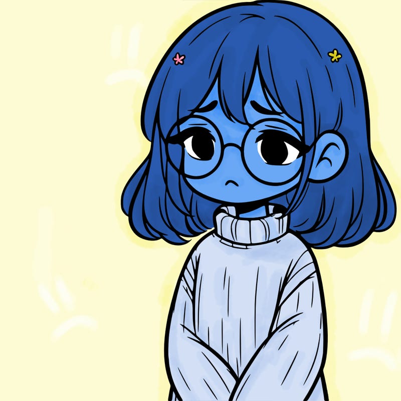 sad girl with glasses in a sweater