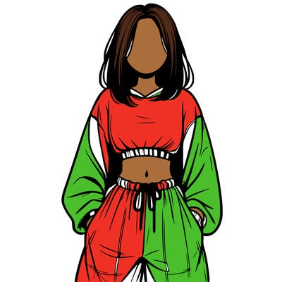 realistic girl faceless with baggy pants and a crop top