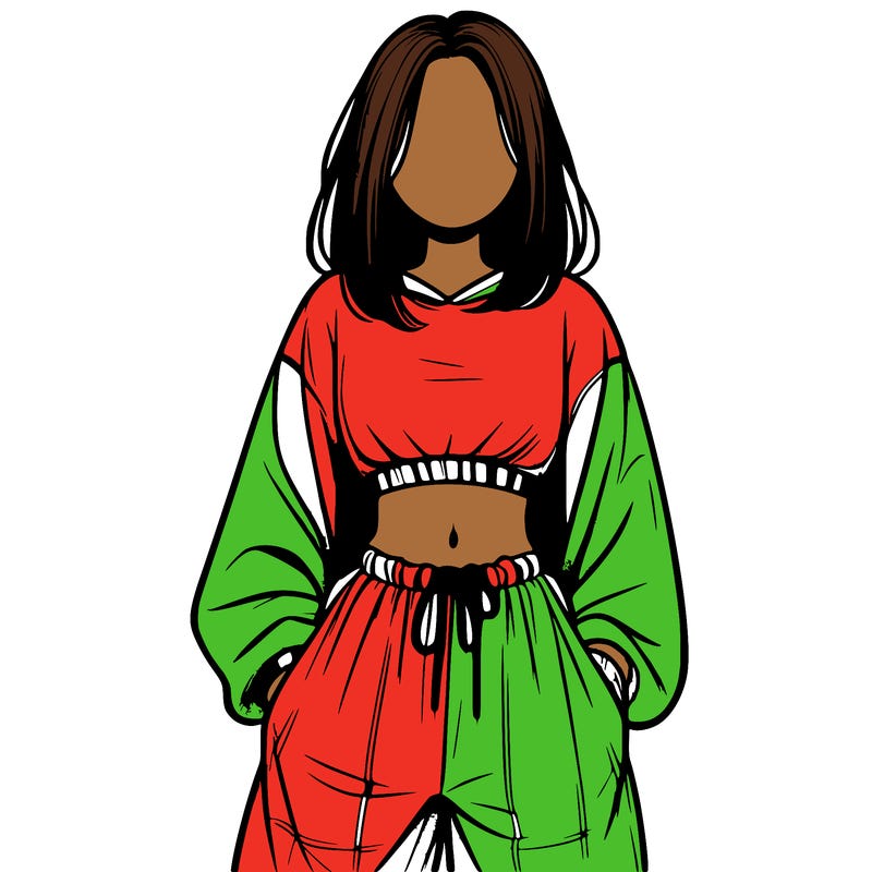 realistic girl faceless with baggy pants and a crop top