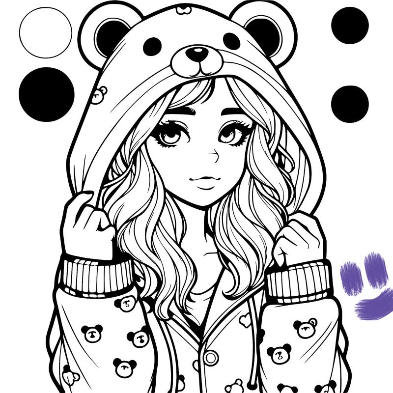 realistic girl in a animal pjs hoodie