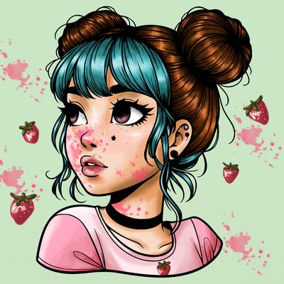 realistic girl with spacebuns