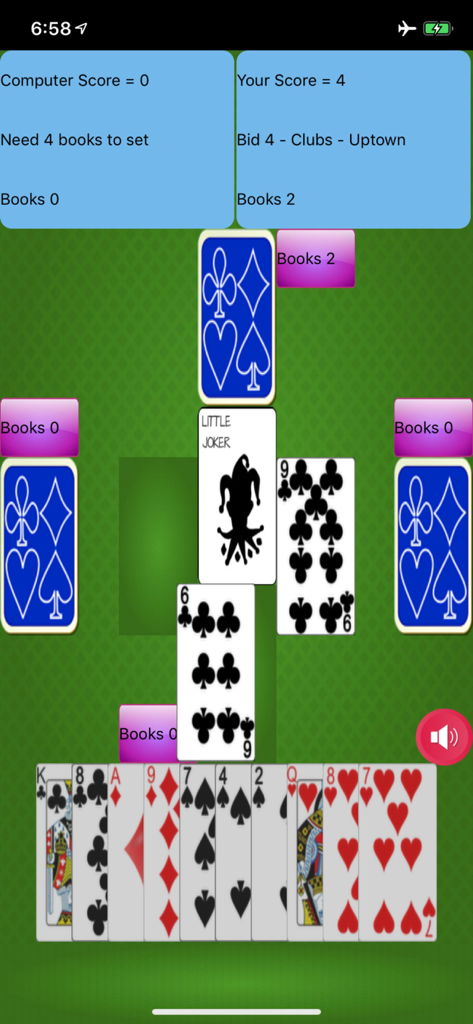 Bid Whist - Classic - Bid Whist Classic card game interface showing a match in progress