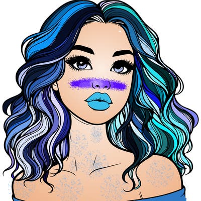 realistic girl with wavy hair and lips