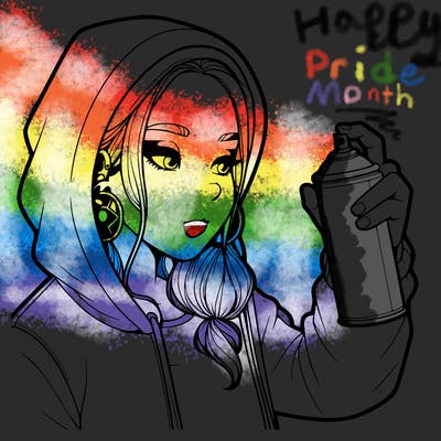 a realistic girl, spray painting