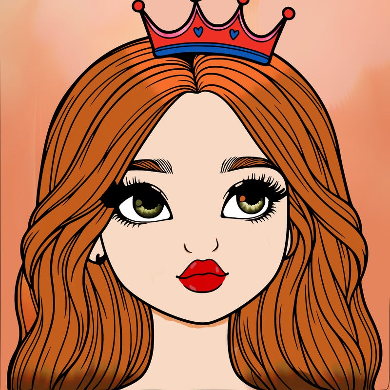 a realistic girl with a crown on