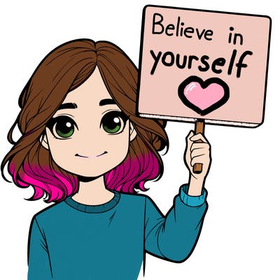 realistic girl holding up a sign