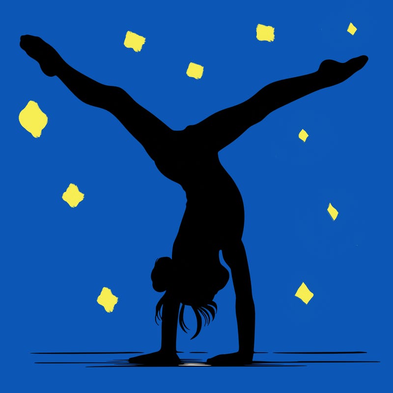realistic gymnastic hand stand girl in four splits