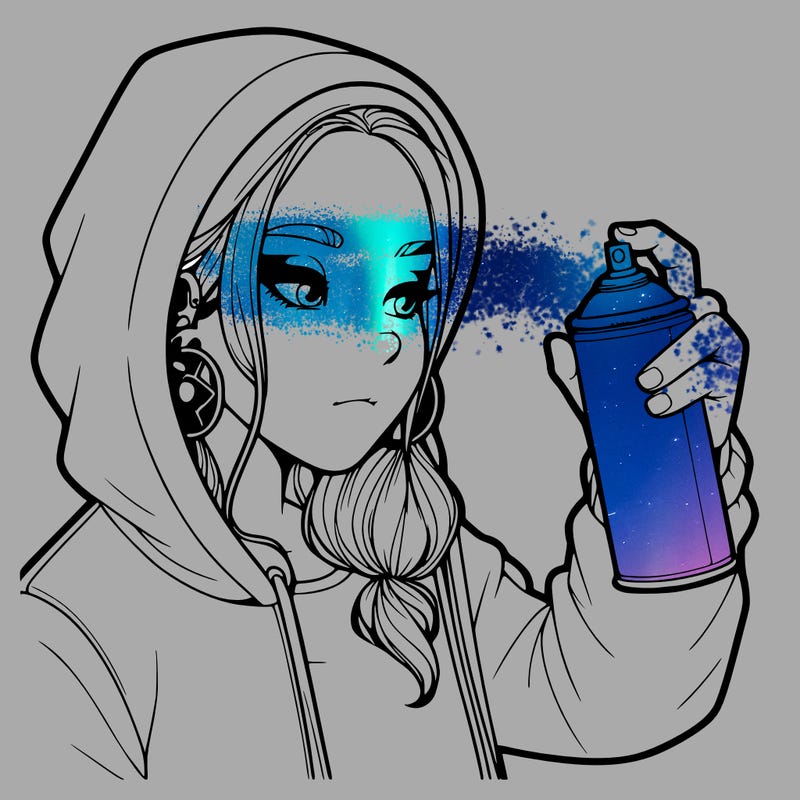 a realistic girl, spray painting