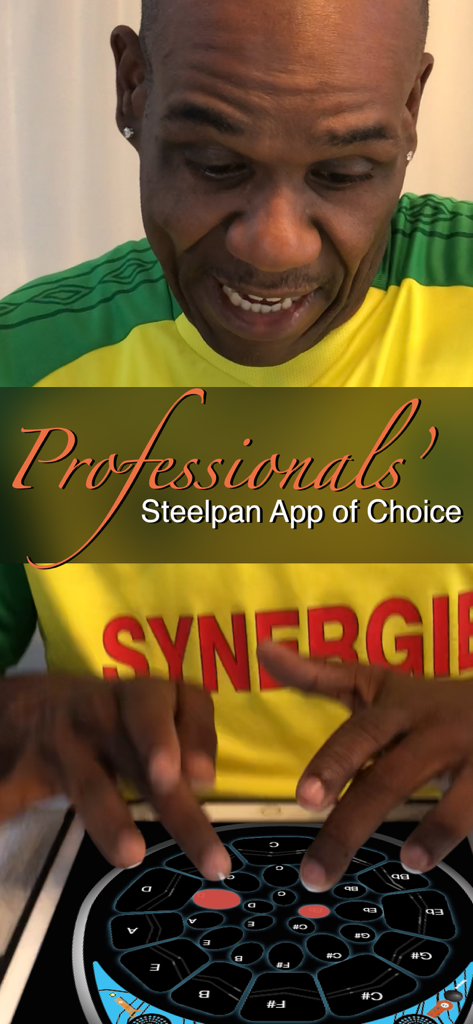 Steelpan App PRO V2 - A professional musician playing the Steelpan App PRO V2 on a tablet