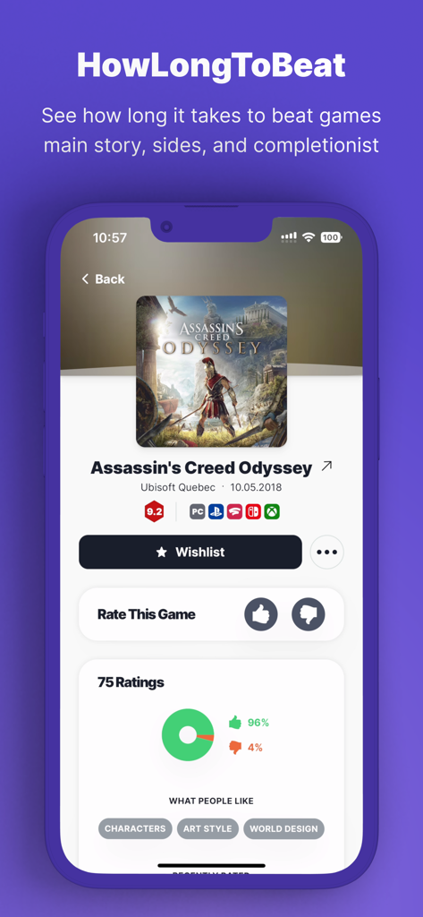 IGN Playlist App zeigt HowLongToBeat-Daten und Benutzerbewertungen für ein Spiel an