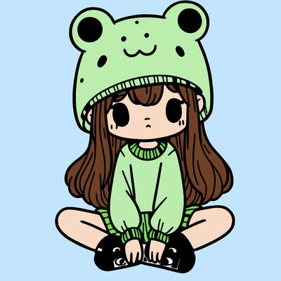 a girl wearing a frog hat and some frog socks