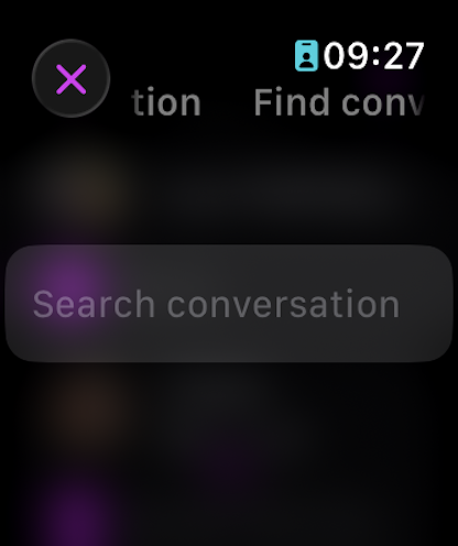 Watchagram - The search conversation interface on the Watchagram app for Apple Watch.