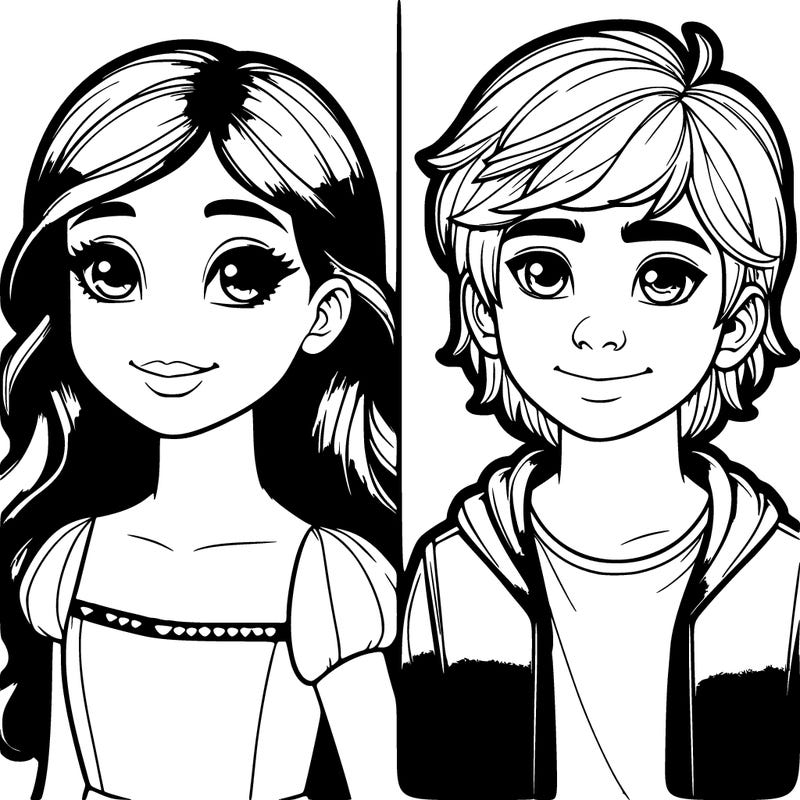 realistic boy and girl