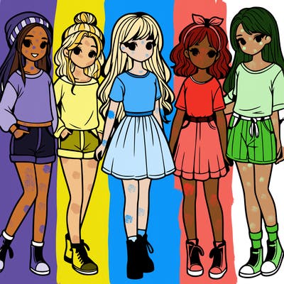 a group of five girls