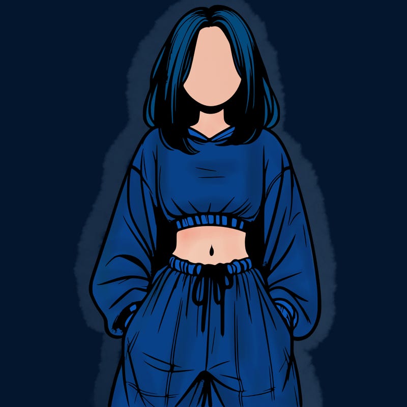 realistic girl faceless with baggy pants and a crop top