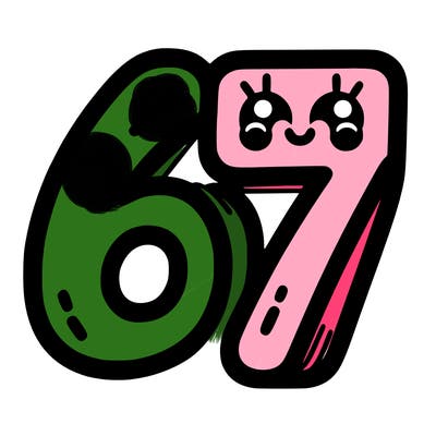 the numbers 67