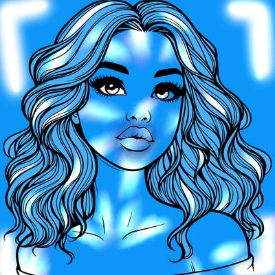 realistic girl with wavy hair and lips